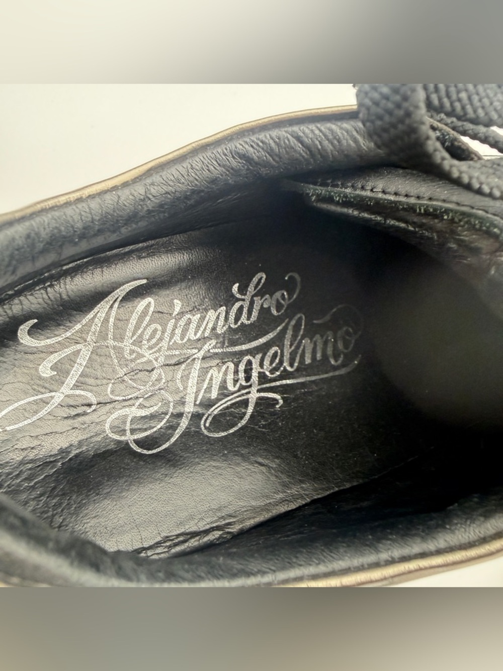 ALEJANDRO INGELMO Metallic Leather Sneakers Hidden Lift Made In Italy Men Size 9 - Picture 11 of 16